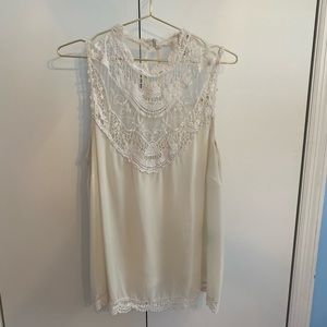 Forever 21 Plus Cream High Neck Lace Tank Size 1X